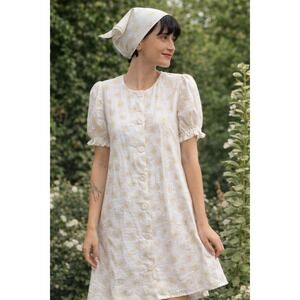 Sleeper Marie linen mini dress size XS daisy print cottagecore